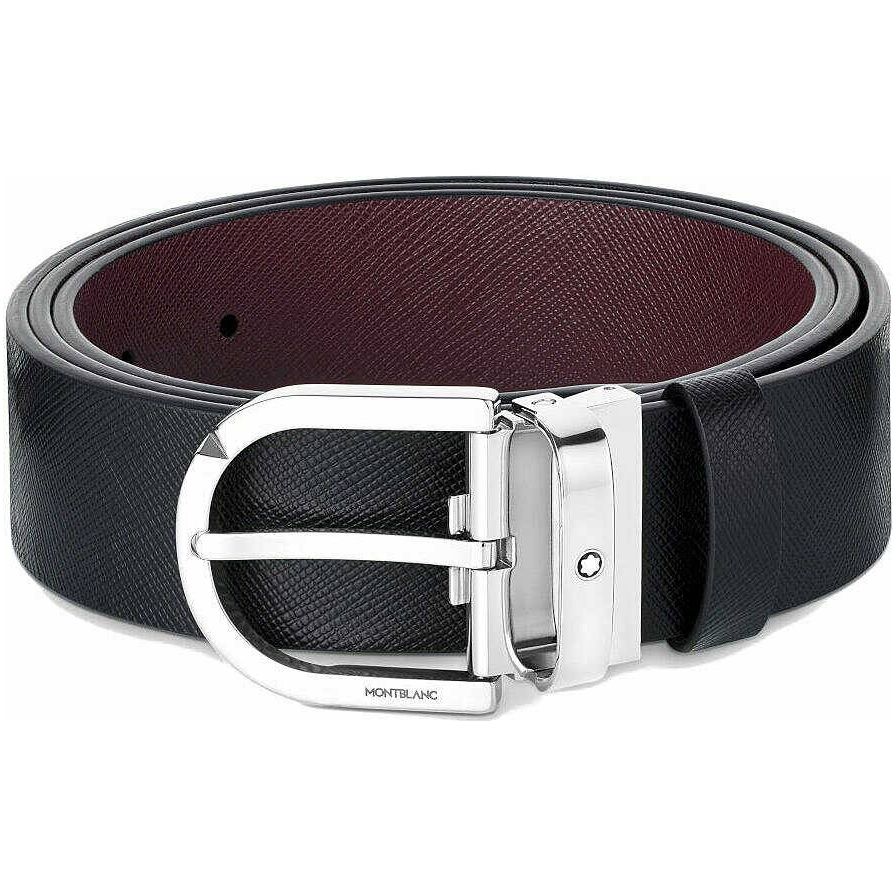 Cintura Montblanc Reversibile Pelle Stampata Nera/Mosto