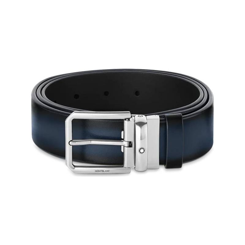 Cintura Montblanc In Pelle Blu Sfumato