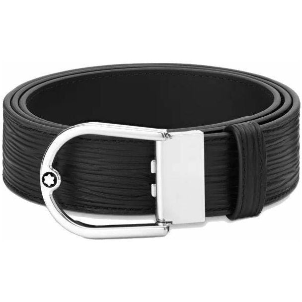 Cintura Montblanc Reversibile In Pelle Con Fibbia In Acciaio