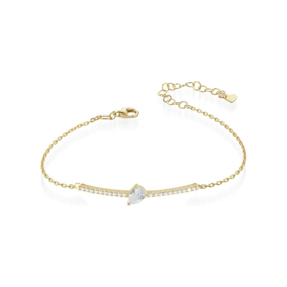 Bracciale Argento 925 Bagno Oro Giallo Goccia Bianca