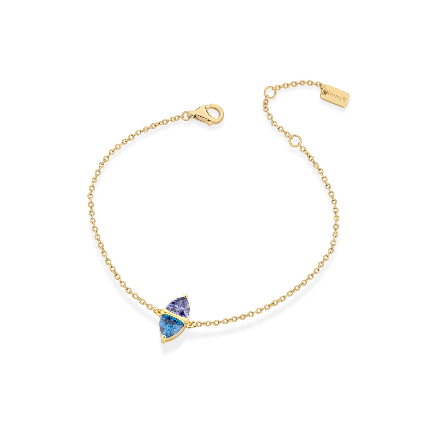 Bracciale argento dorato zirconi blu