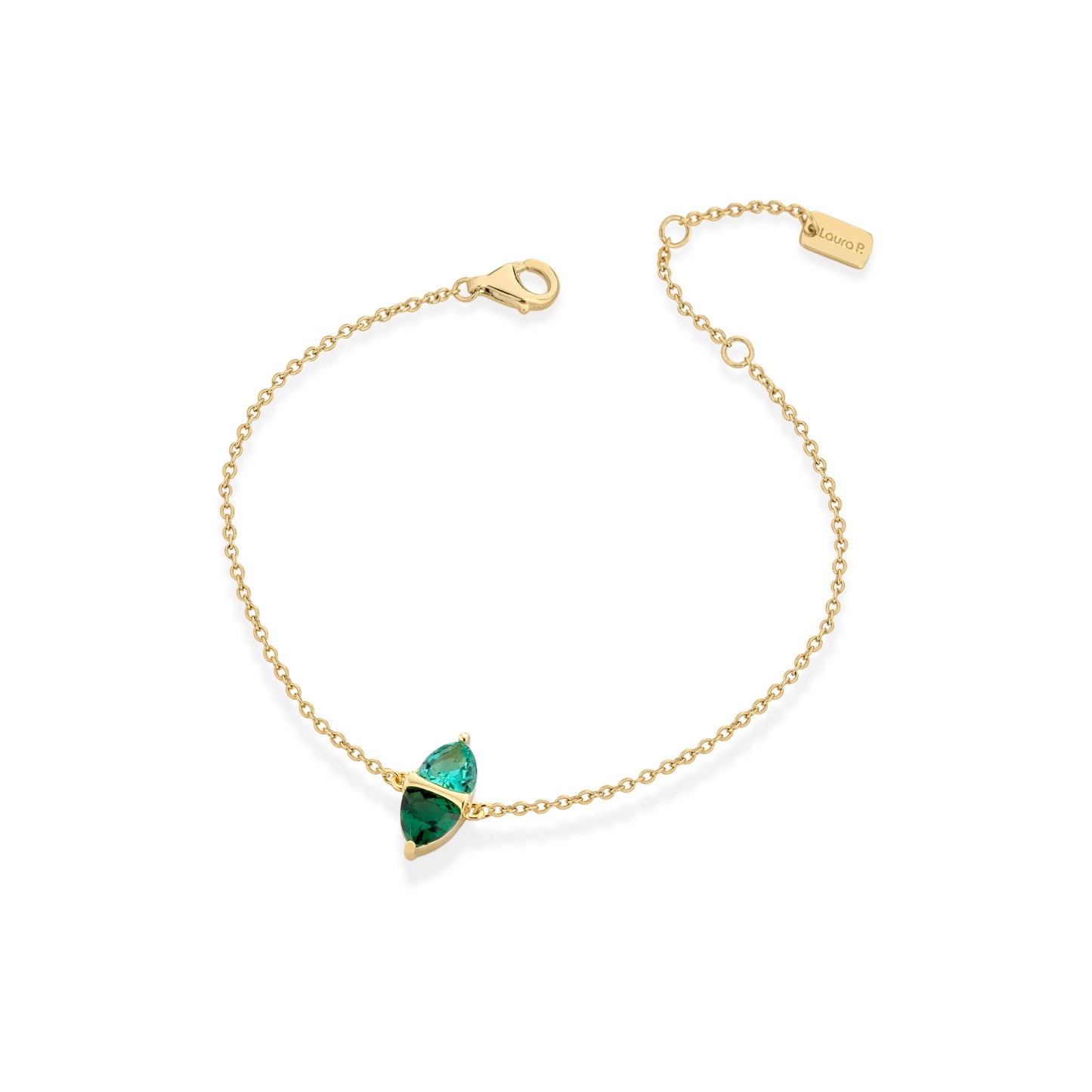 Bracciale argento dorato zirconi verde