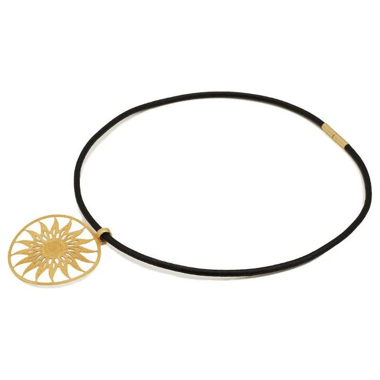 Collana Cuoio Dorata Puntinata Mano