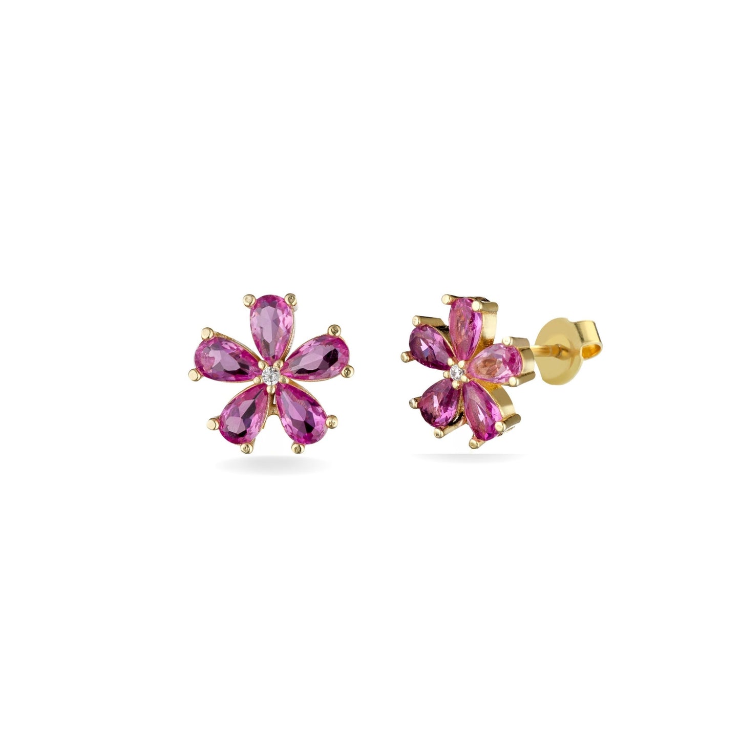 Orecchini fiore gocce fucsia