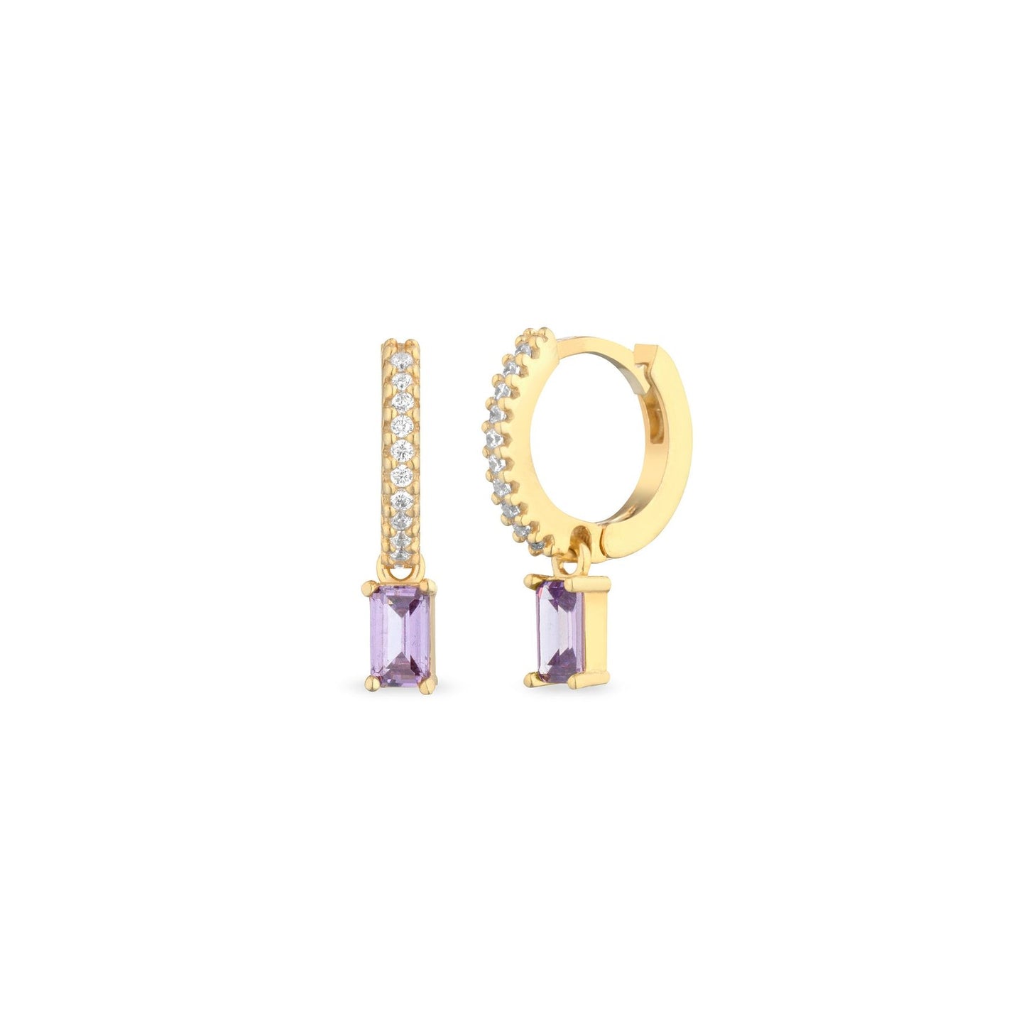 Orecchini hoops baguette viola