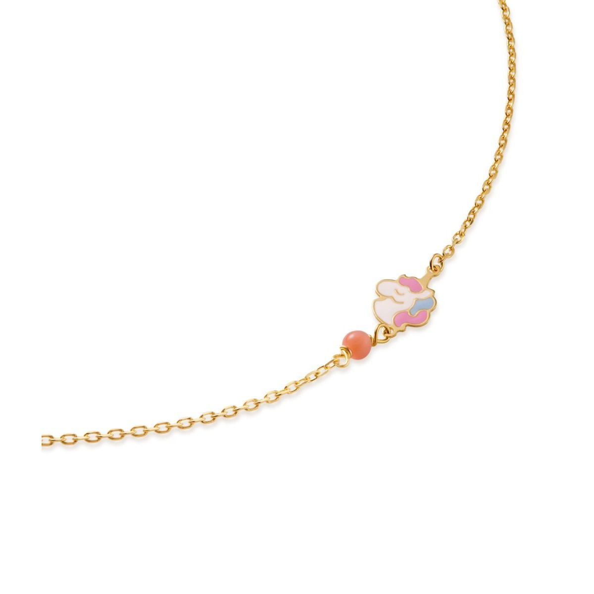 Bracciale Toys in oro giallo con unicorno e corallino