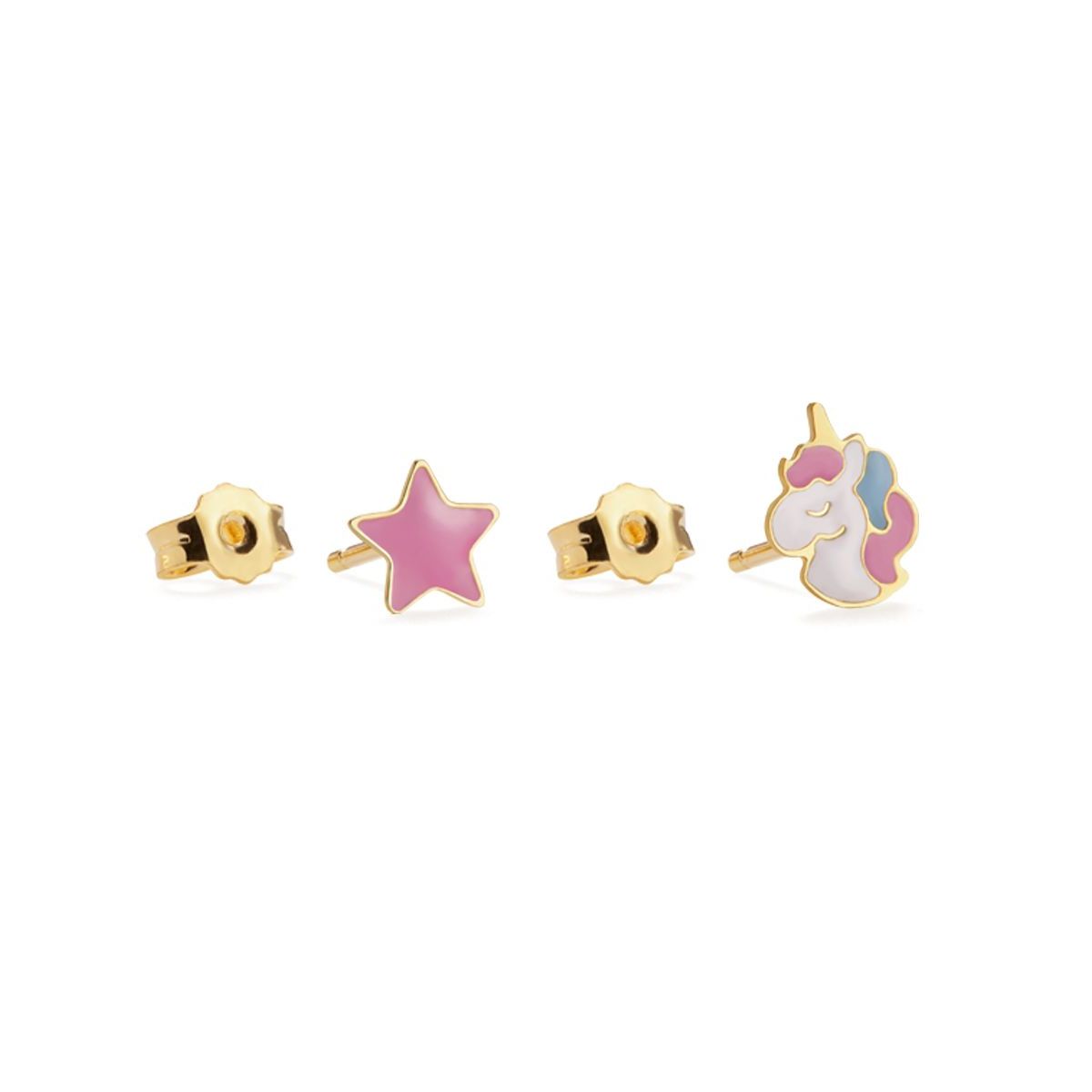Orecchini Toys in oro giallo con unicorno e stellina