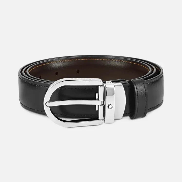 Cintura Montblanc Reversibile In Pelle Nera\Marrone