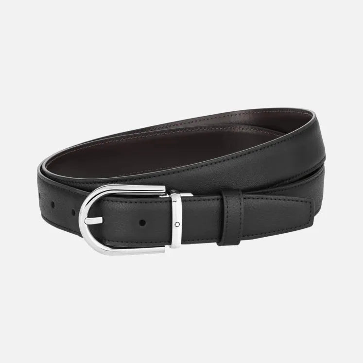 Cintura Montblanc Reversibile In Pelle Nera\Marrone