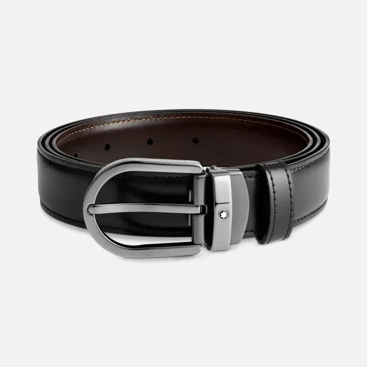 Cintura Montblanc Reversibile In Pelle Nera\Marrone