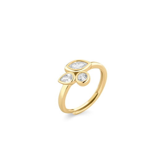 Anello argento dorato zirconi bianchi