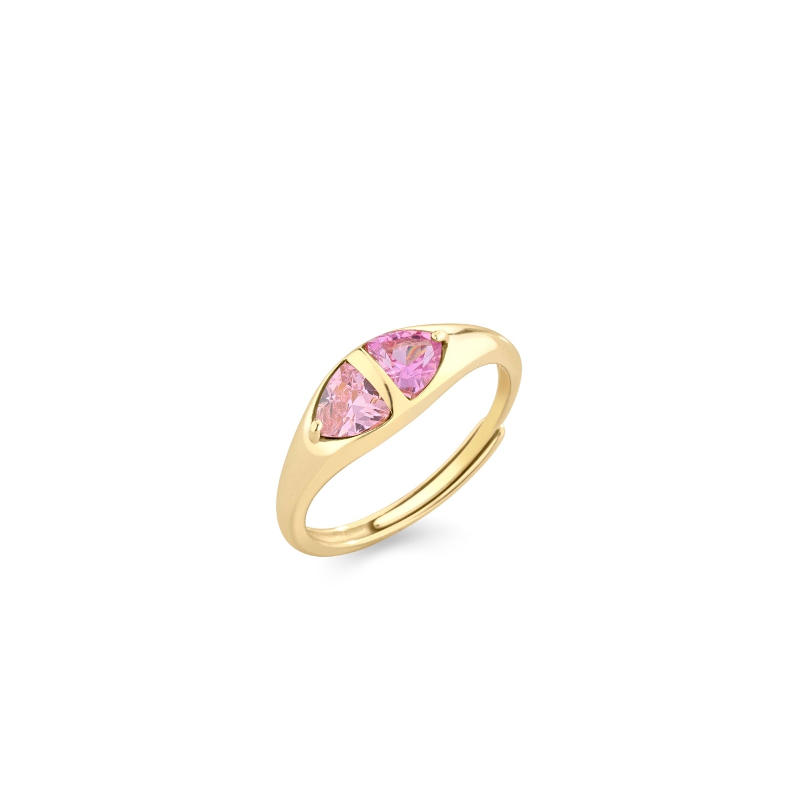 Anello argento dorato zirconi rosa
