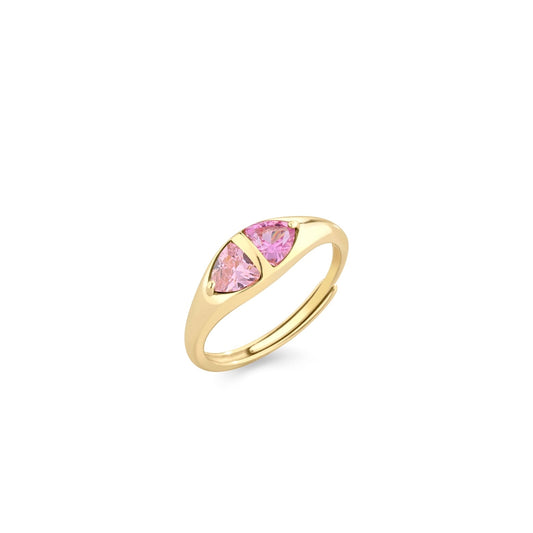 Anello argento dorato zirconi rosa