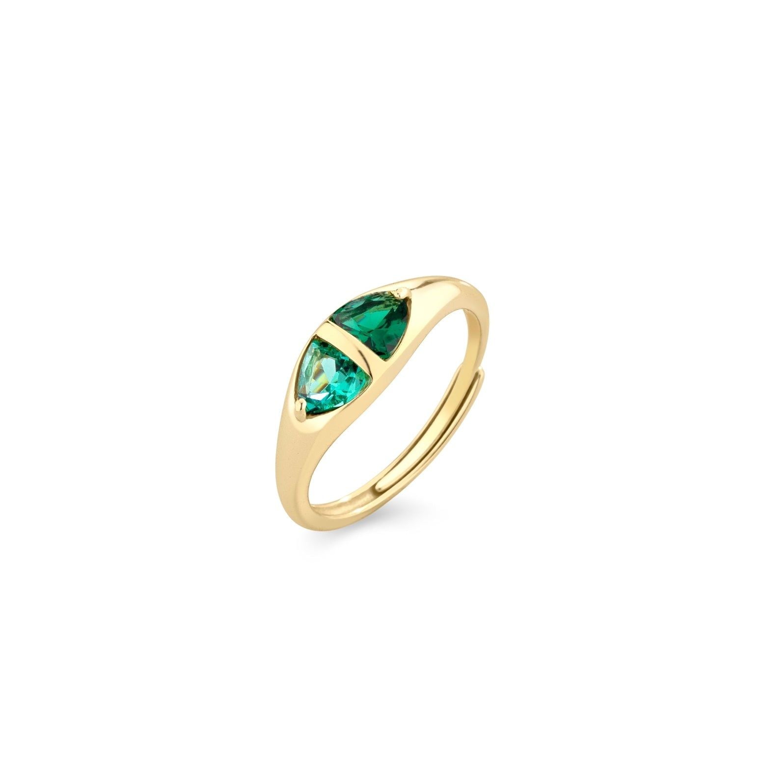 Anello argento dorato zirconi verde