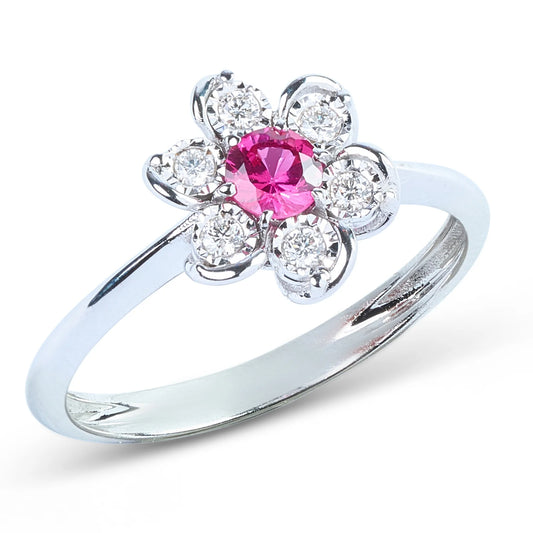 Anello Gioielli Del Sole Fiore Rubino