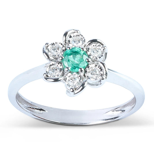 Anello Gioielli Del Sole Fiore Smeraldo