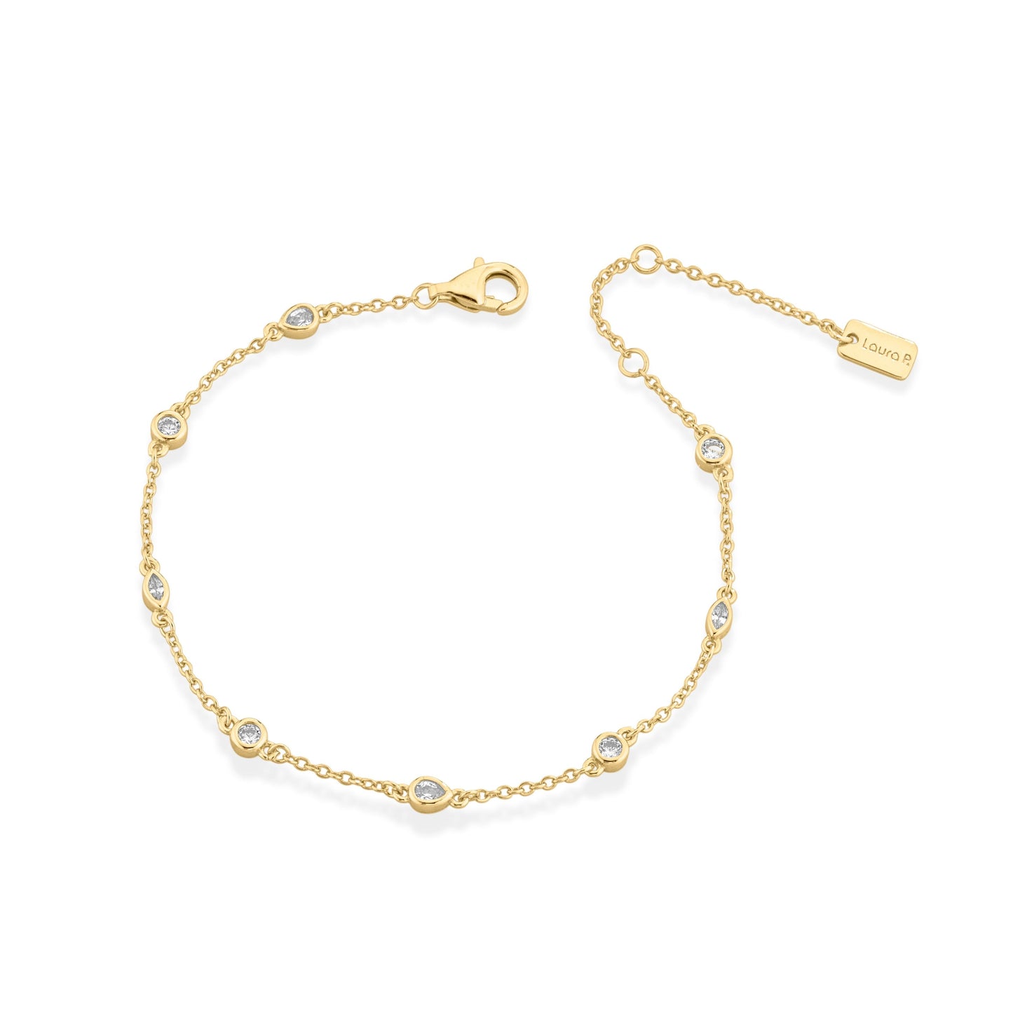 Bracciale argento dorato zirconi bianchi