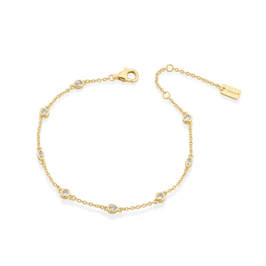 Bracciale argento dorato zirconi bianchi