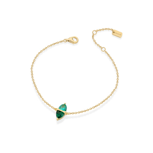 Bracciale argento dorato zirconi verde