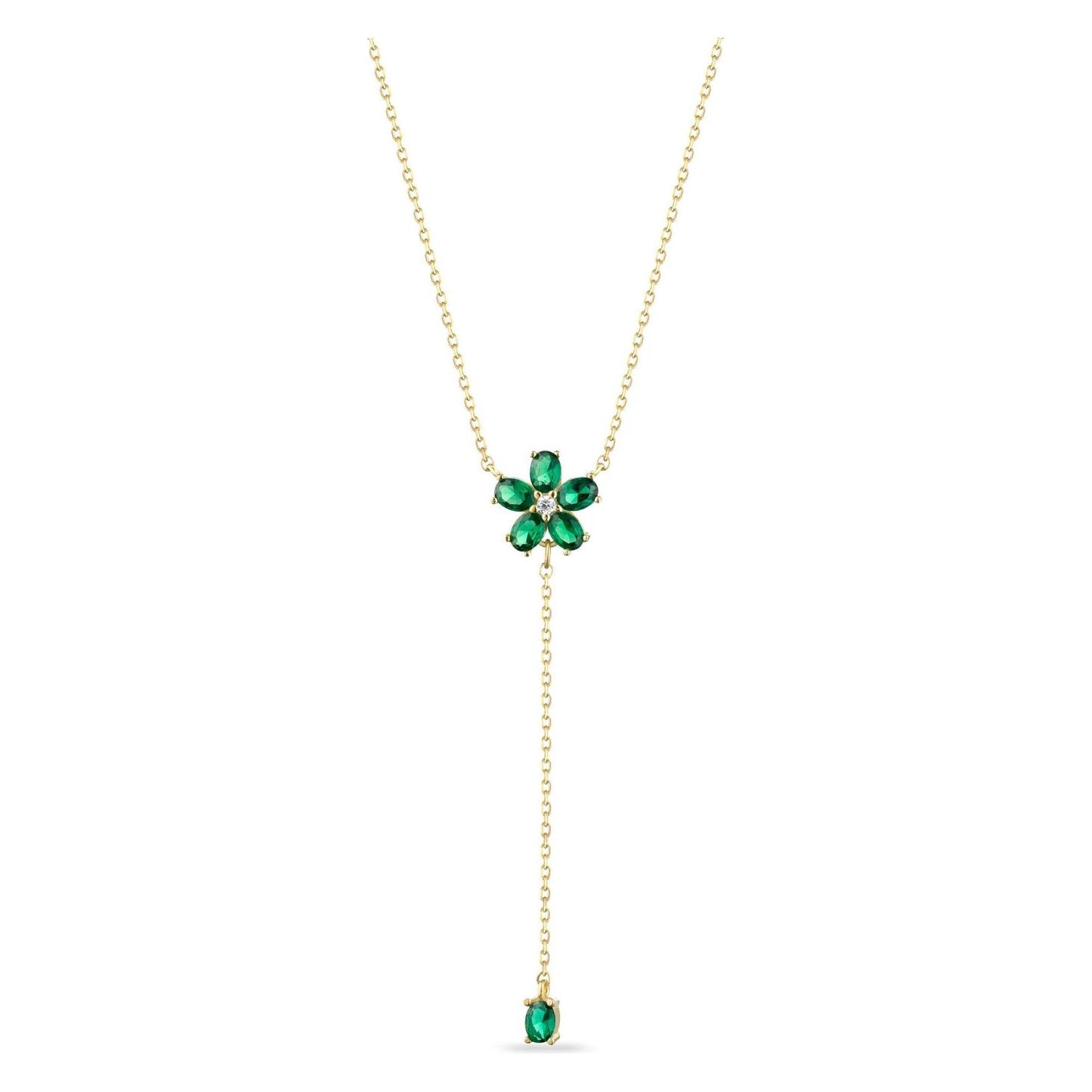 Collana Laura P Lariat Fiore Ovali Verdi