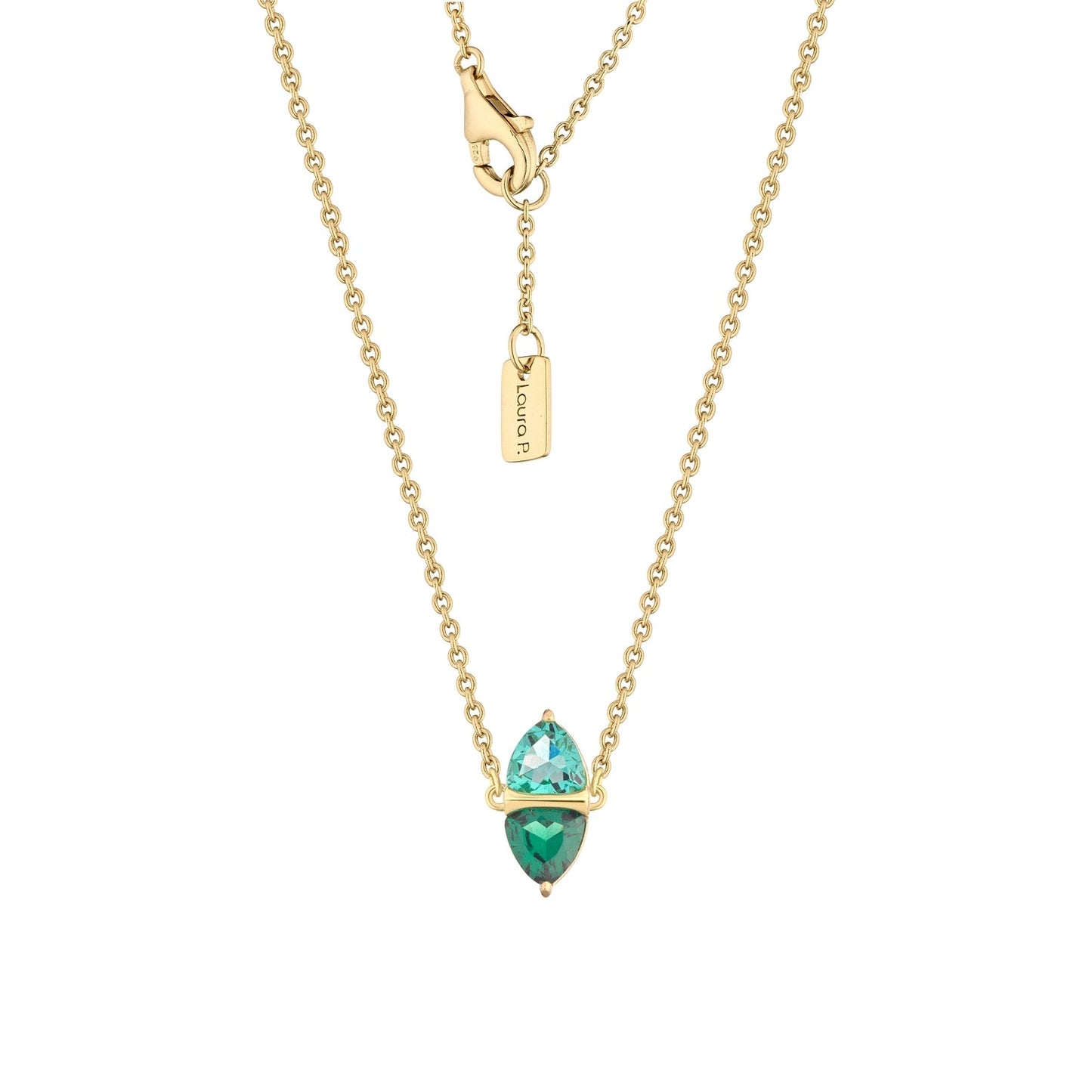 Collana argento dorato zirconi verde