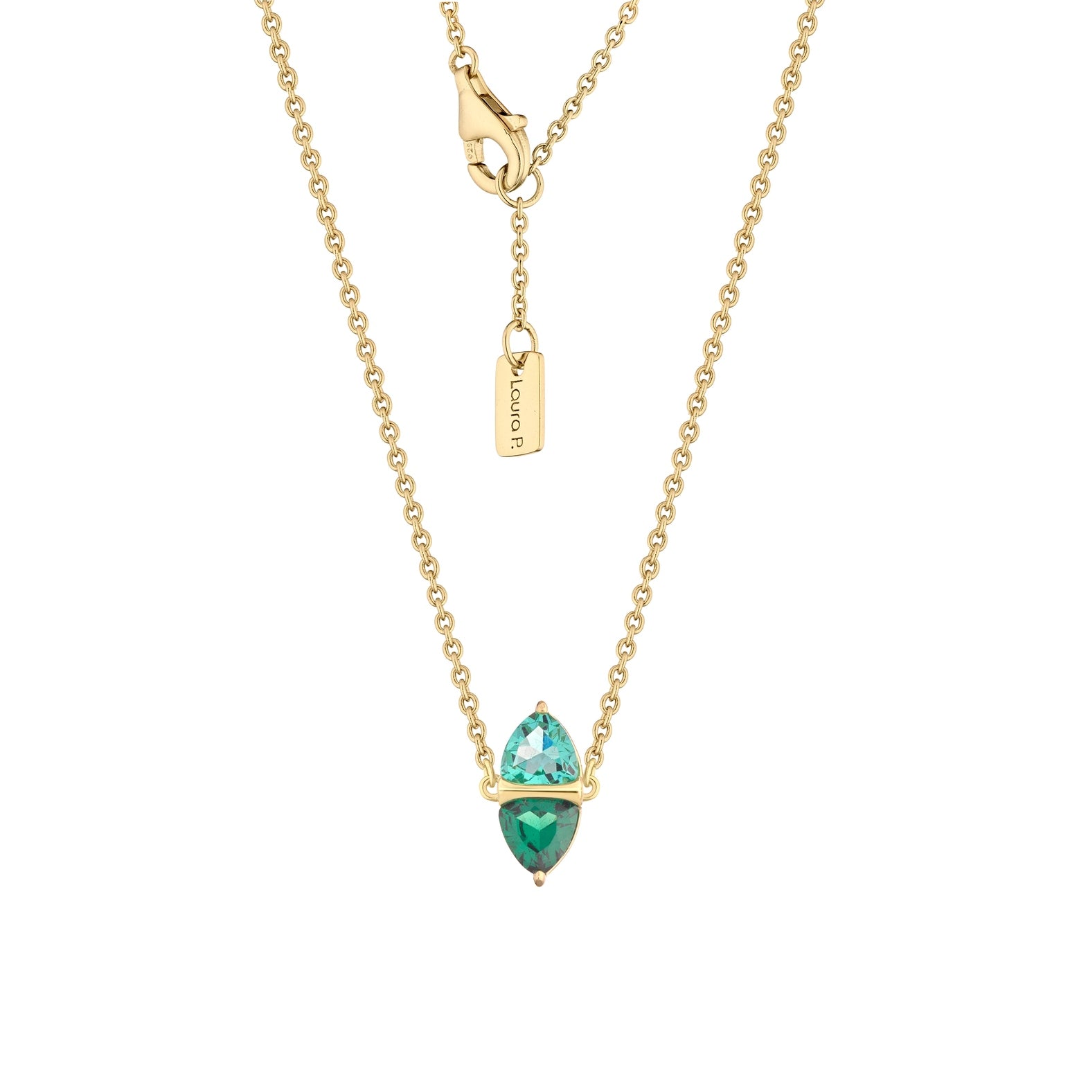 Collana argento dorato zirconi verde