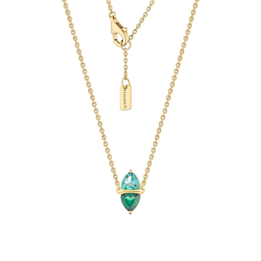 Collana argento dorato zirconi verde