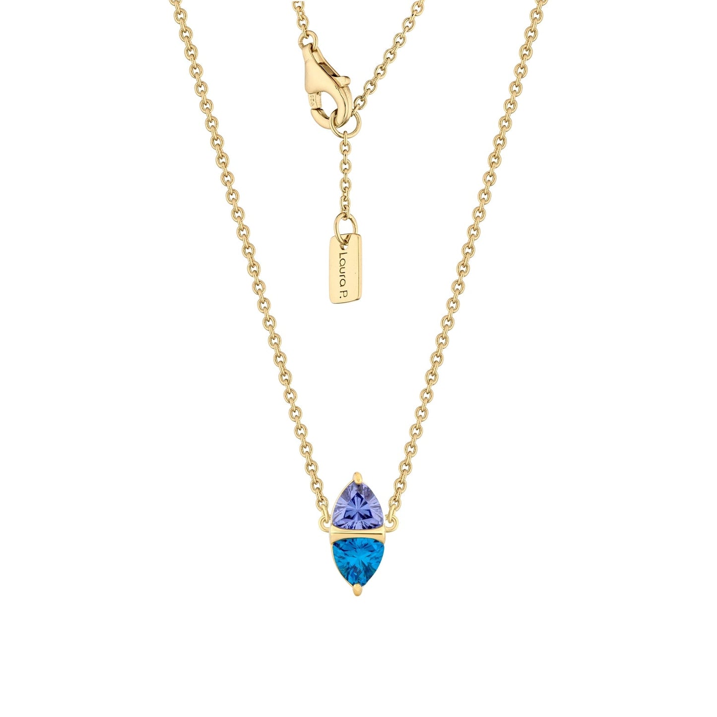 Collana argento dorato zirconi blu