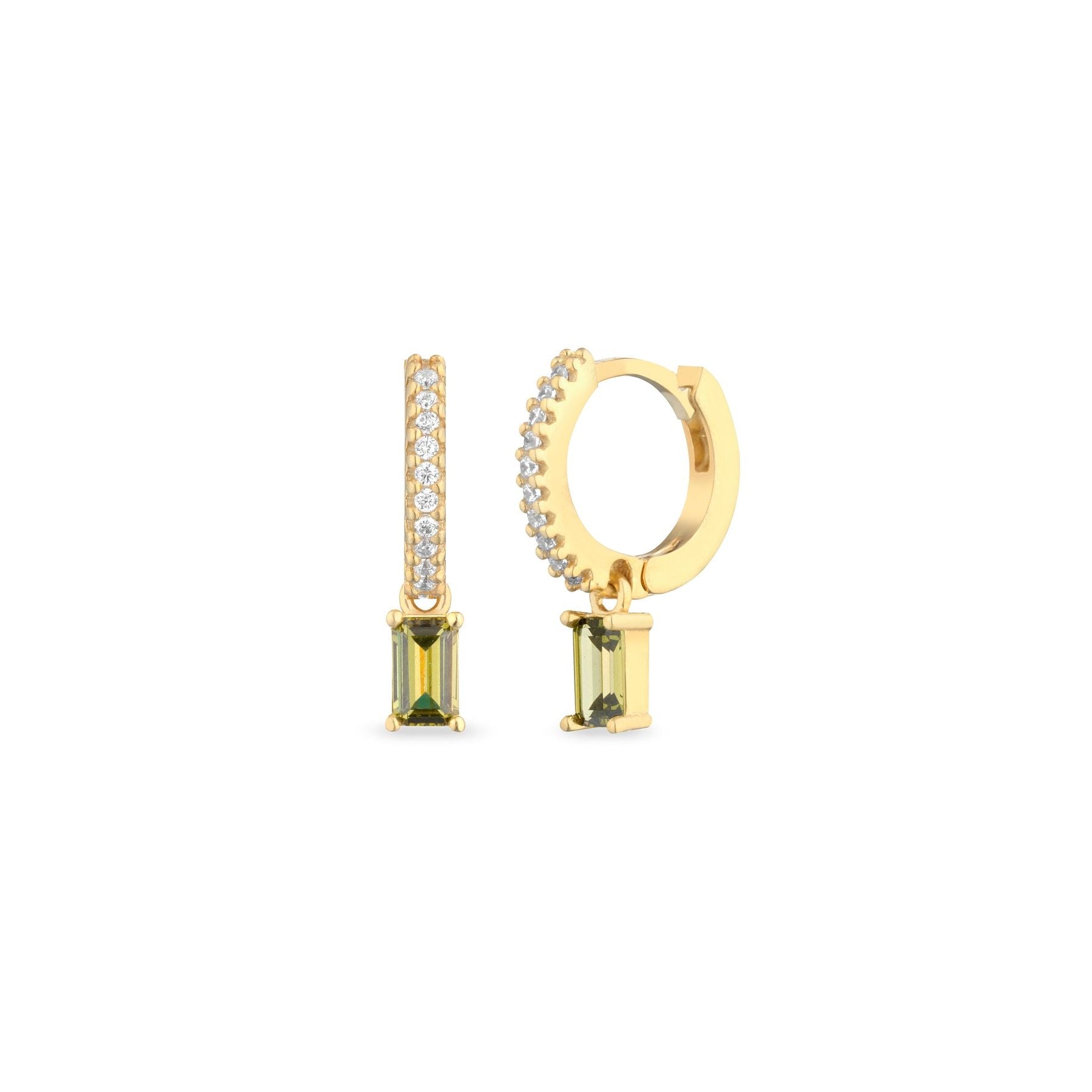 Orecchini hoops baguette verde
