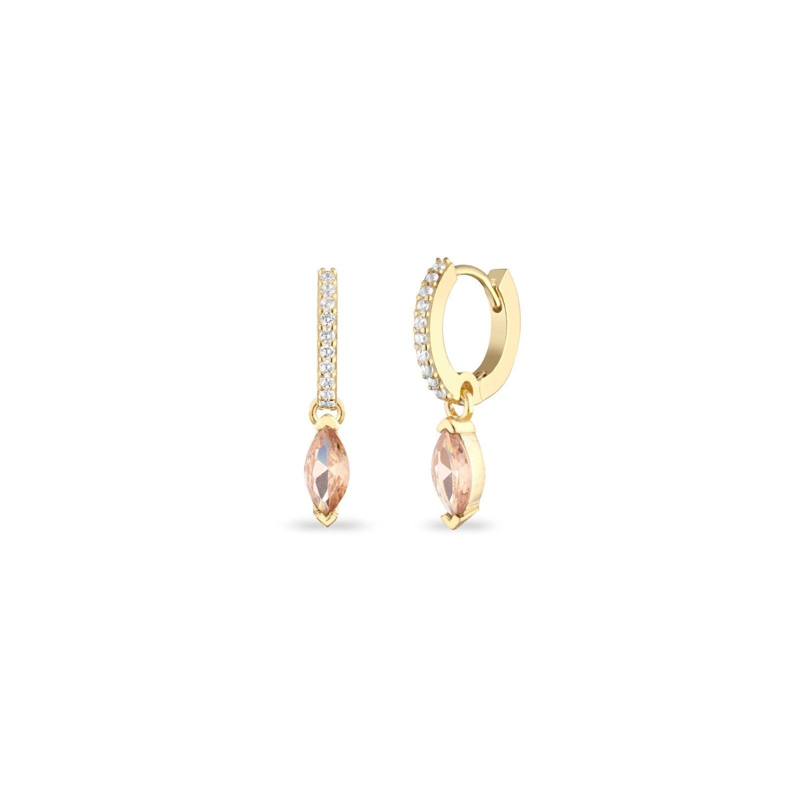 Orecchini hoops zircone navette champagne