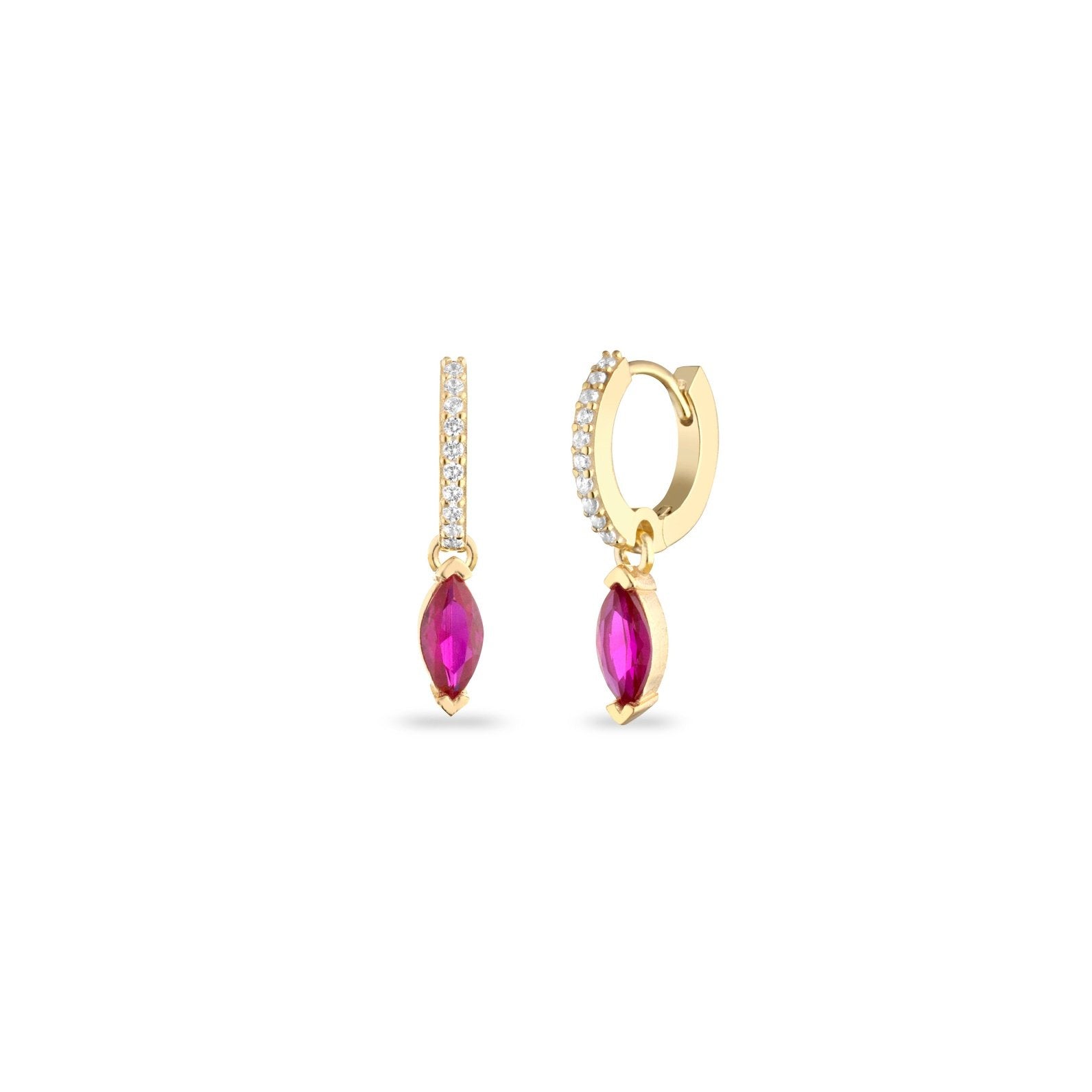 Orecchini hoops zircone navette magenta