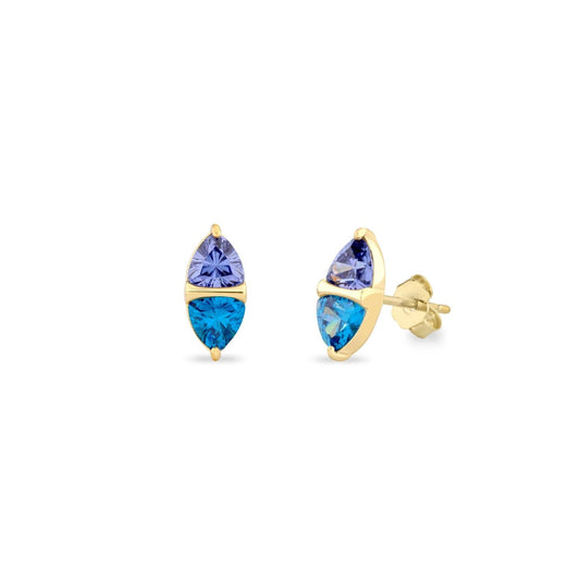 Orecchini argento dorato zirconi blu