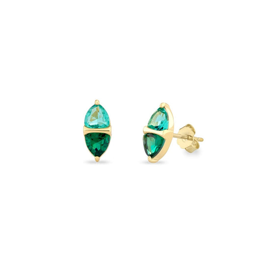 Orecchini argento dorato zirconi verde