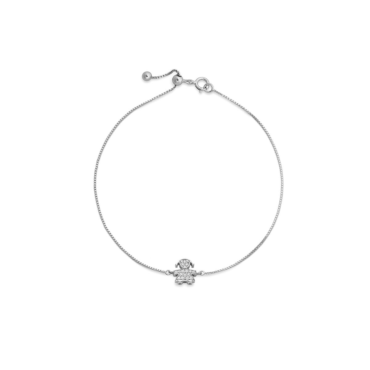 Bracciale I Tesorini con sagoma bimba in oro bianco e diamanti