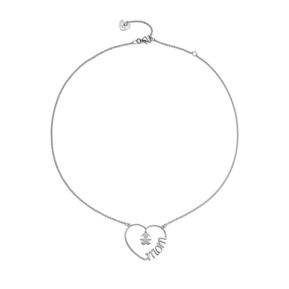 Collana Cuore di Mamma con sagoma bimba in argento
