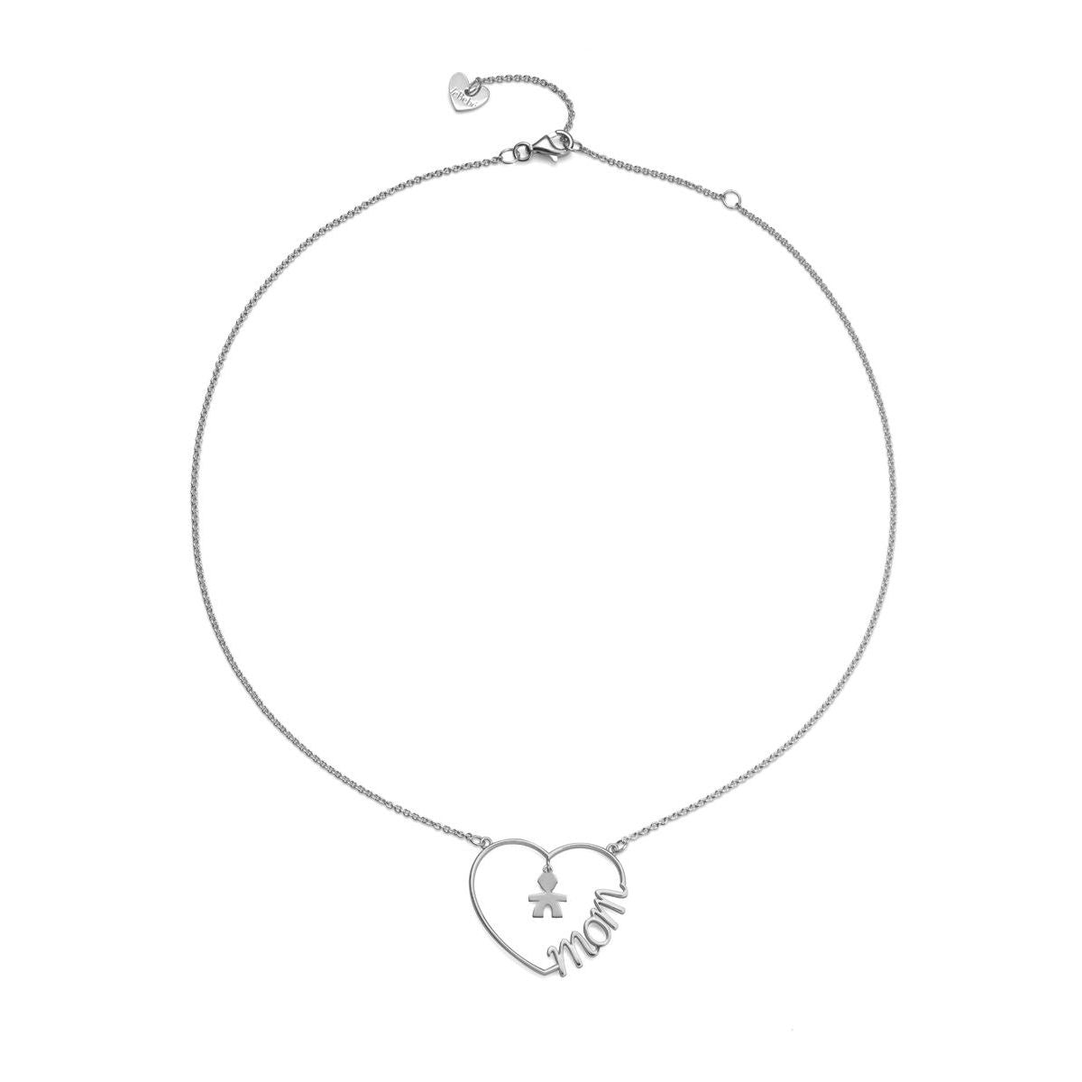 Collana Cuore di Mamma con sagoma bimbo in argento