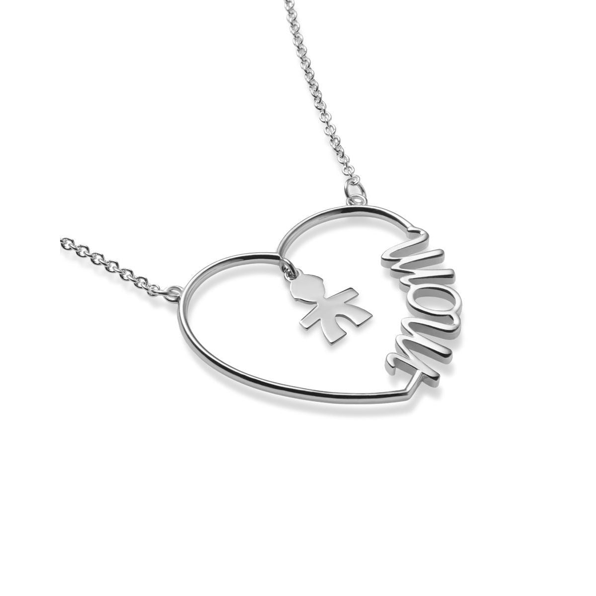 Collana Cuore di Mamma con sagoma bimbo in argento