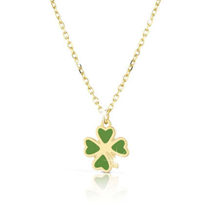 Collana Fortuna con quadrifoglio in oro giallo