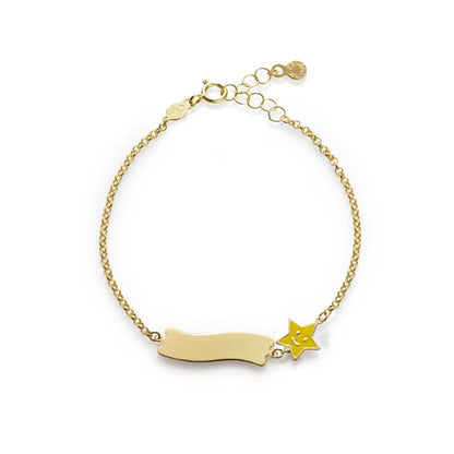 Bracciale Fortuna con stella e targhetta in oro giallo