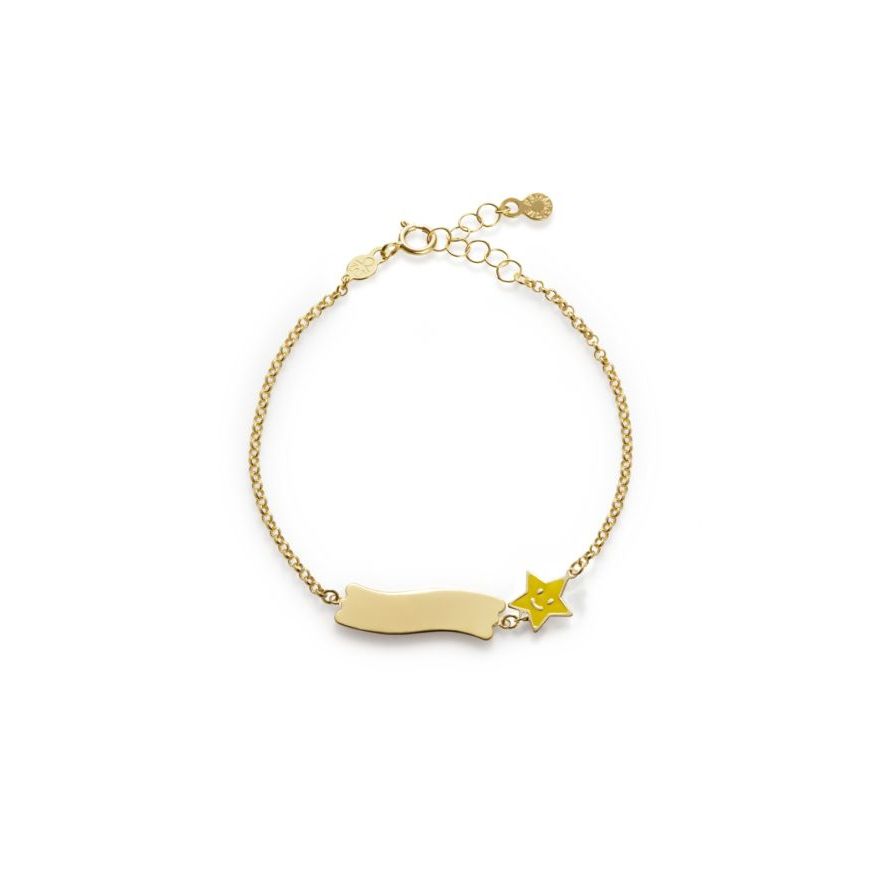 Bracciale Fortuna con stella e targhetta in oro giallo