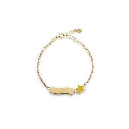 Bracciale Fortuna con stella e targhetta in oro giallo