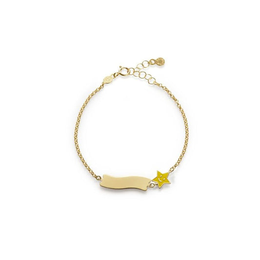 Bracciale Fortuna con stella e targhetta in oro giallo