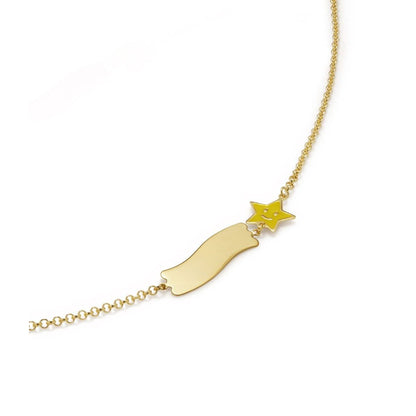 Bracciale Fortuna con stella e targhetta in oro giallo