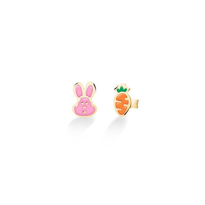 Orecchini Fortuna con coniglietto e carota in oro giallo