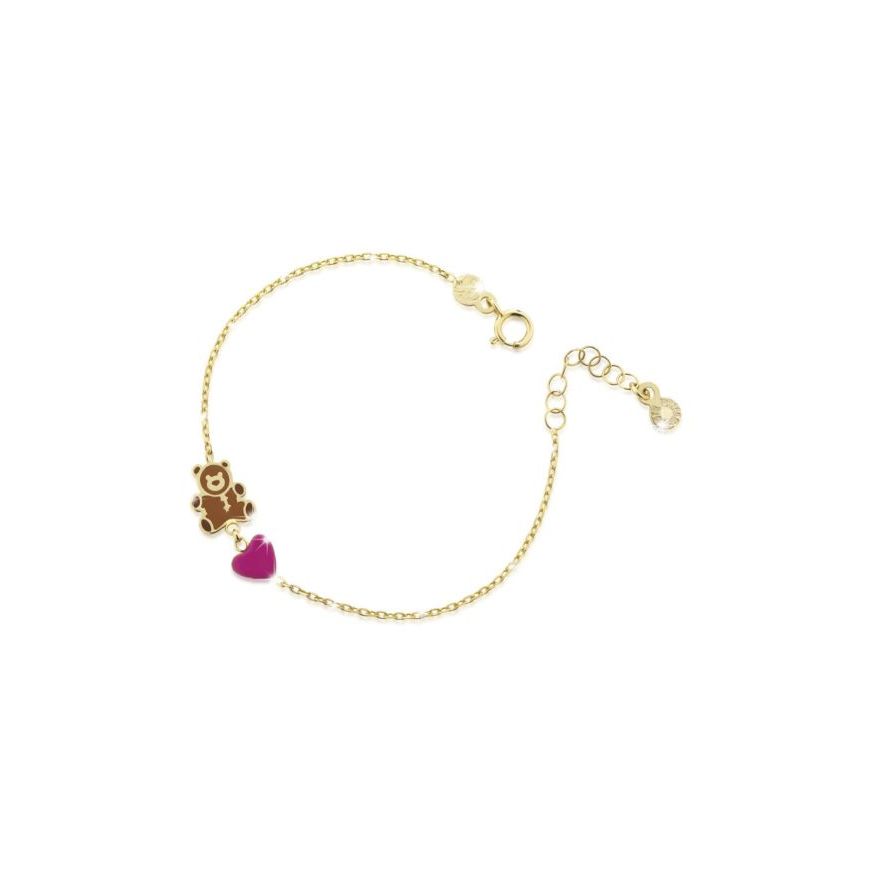 Bracciale Toys con cuore e orsetto in oro giallo