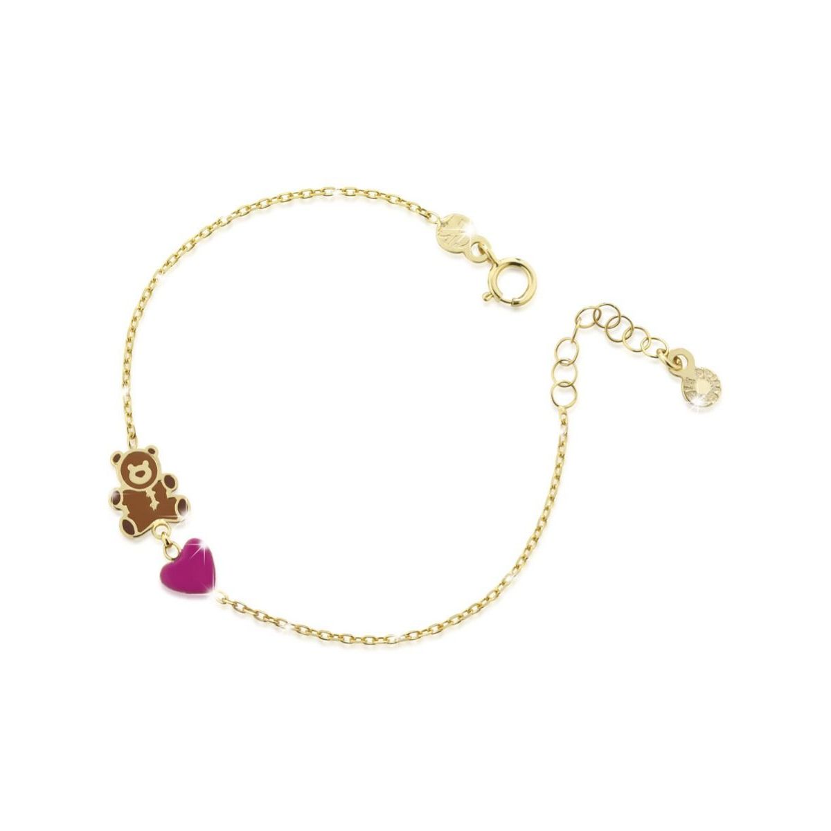 Bracciale Toys con cuore e orsetto in oro giallo