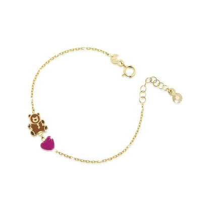 Bracciale Toys con cuore e orsetto in oro giallo