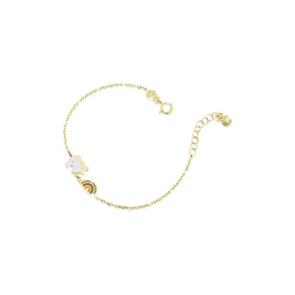 Bracciale Toys con arcobaleno e unicorno in oro giallo