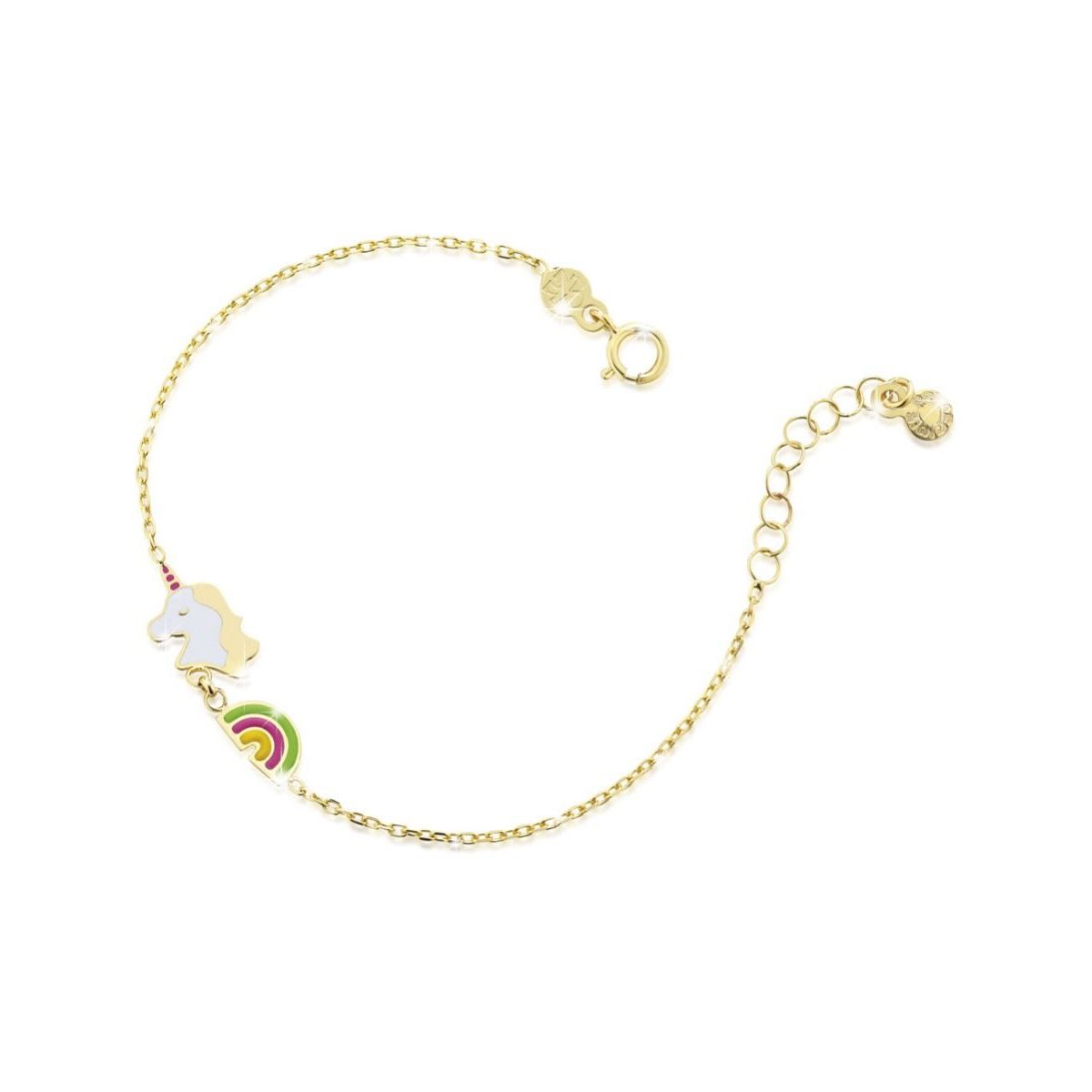Bracciale Toys con arcobaleno e unicorno in oro giallo