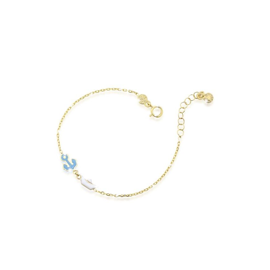 Bracciale Toys con àncora e barchetta in oro giallo